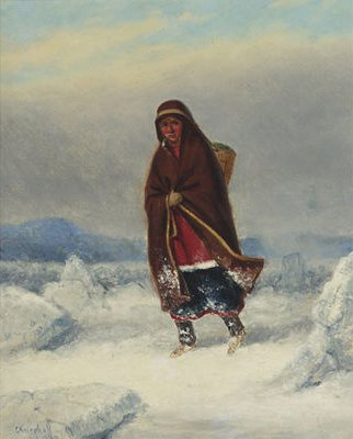 Cornelius Krieghoff Indian Woman in a Winter Landscape